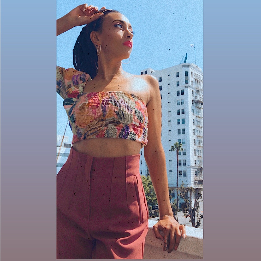 High waisted pants and cropped top by ZARA